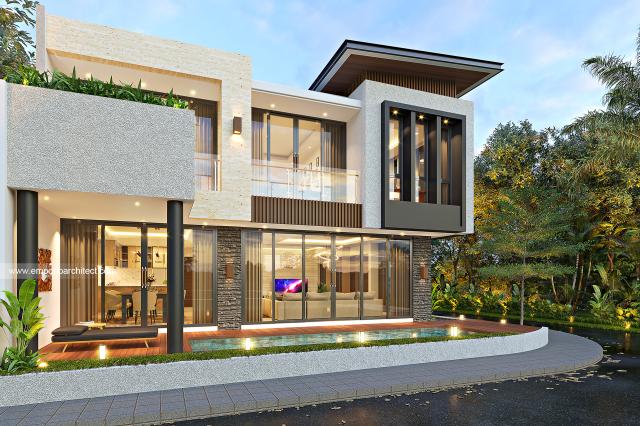 Desain Tampak Samping Rumah Modern 2 Lantai Bapak FRZ di Jakarta