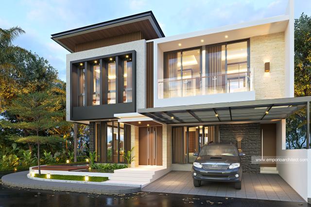 Desain Rumah Modern 2 Lantai Bapak FRZ di Jakarta - Tampak Depan