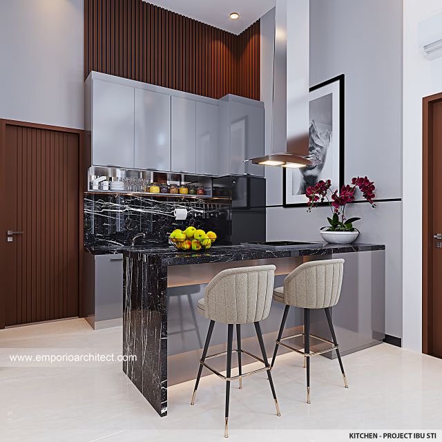 Desain Dapur Rumah Modern 2 Lantai Ibu STI di Jakarta Timur