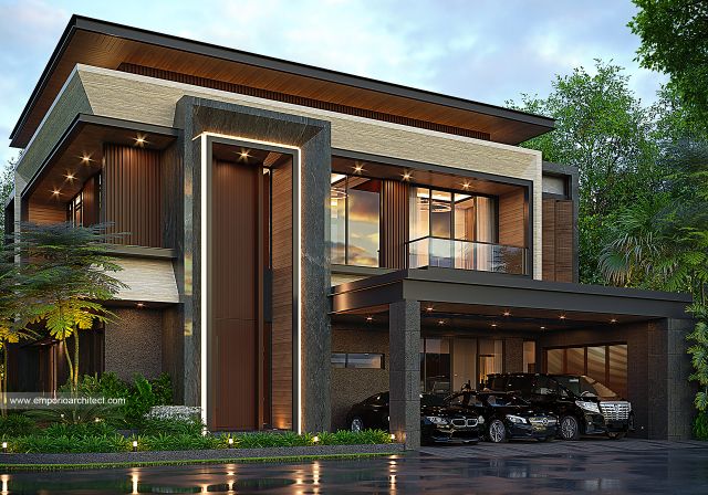 Desain Tampak Depan 3 Rumah Modern 2 Lantai Bapak TM di Tangerang