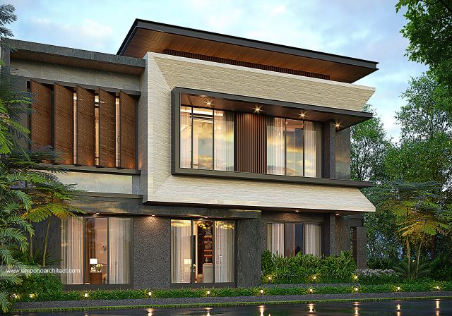 Desain Tampak Samping Rumah Modern 2 Lantai Bapak TM di Tangerang