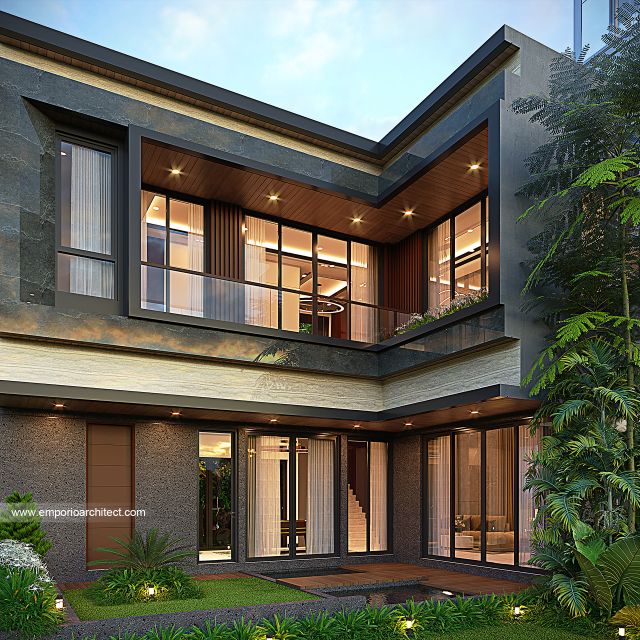 Desain Tampak Belakang Rumah Modern 2 Lantai Bapak TM di Tangerang