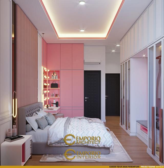 Desain Kamar Tidur Anak Perempuan Rumah Modern 2 Lantai Bapak Sotejo di Serpong, Tangerang Selatan