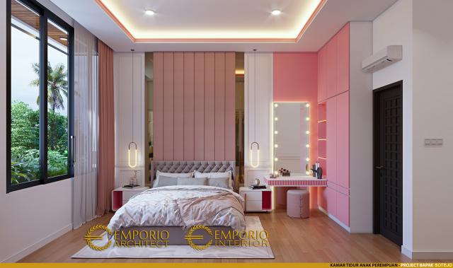 Desain Kamar Tidur Anak Perempuan Rumah Modern 2 Lantai Bapak Sotejo di Serpong, Tangerang Selatan