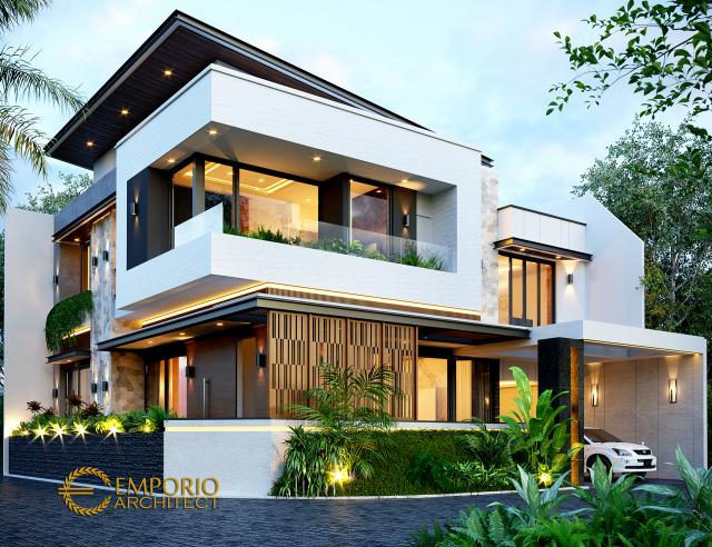 Desain Rumah Modern 2 Lantai Bapak Sotejo di Serpong, Tangerang Selatan - Tampak Hook