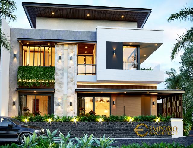 Desain Tampak Samping Rumah Modern 2 Lantai Bapak Sotejo di Serpong, Tangerang Selatan