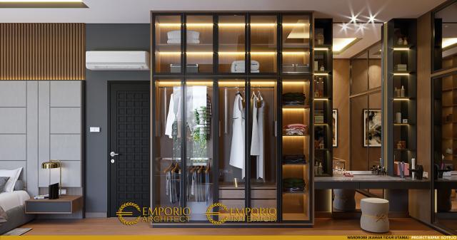 Desain Walk In Closet Kamar Tidur Utama Rumah Modern 2 Lantai Bapak Sotejo di Serpong, Tangerang Selatan