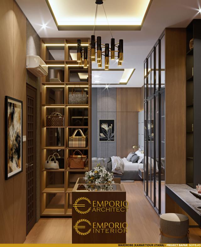 Desain Walk In Closet Kamar Tidur Utama Rumah Modern 2 Lantai Bapak Sotejo di Serpong, Tangerang Selatan