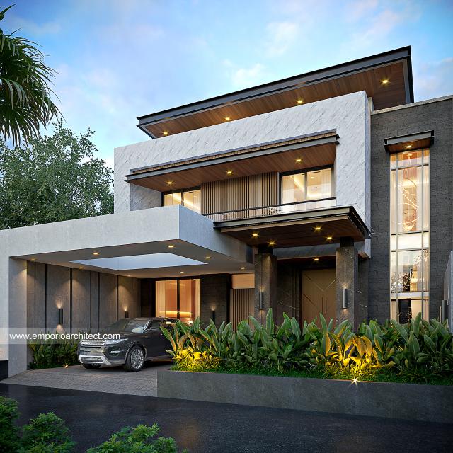 Gambar 1 Desain Rumah Modern 2 Lantai Bapak HWE 1647 di  Pekanbaru