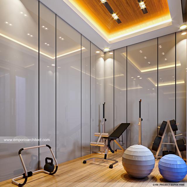 Desain Area Gym Rumah Modern 2 Lantai Bapak HWE di Pekanbaru