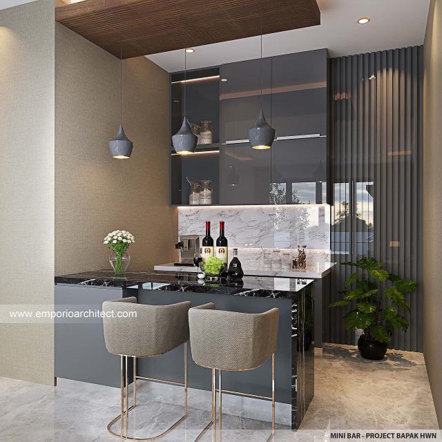 Desain Mini Bar Rumah Modern 2 Lantai Bapak HWN di Surabaya