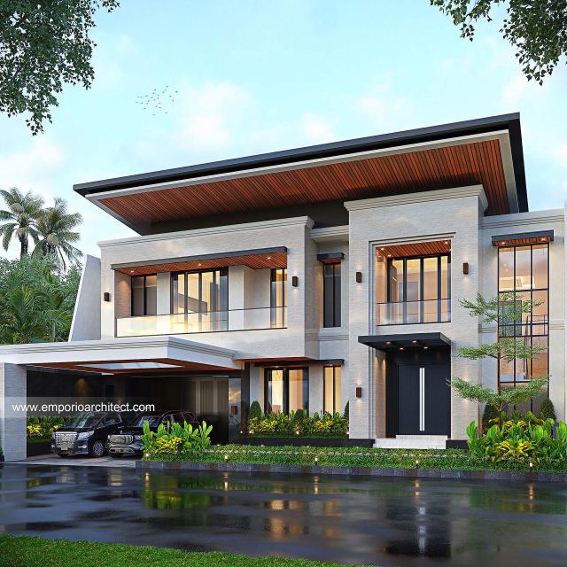 Desain Rumah Modern 2 Lantai Bapak HWN di Surabaya - Tampak Depan