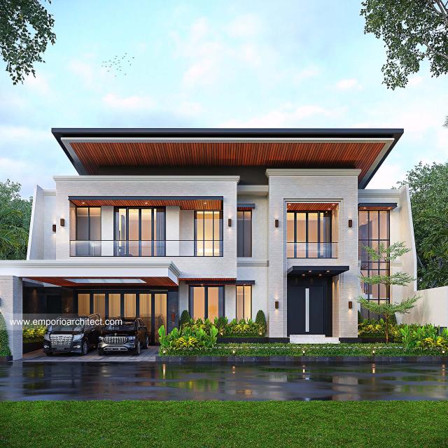 Desain Tampak Depan 3 Rumah Modern 2 Lantai Bapak HWN di Surabaya