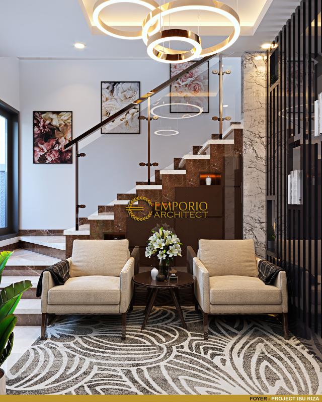 Desain Foyer Rumah Modern 2 Lantai Ibu Riza di Malang