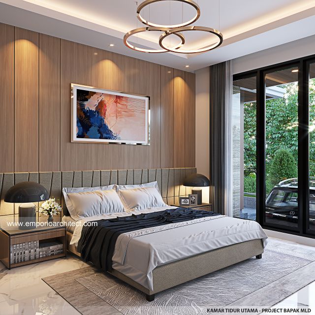 Desain Kamar Tidur Utama Rumah Modern 2 Lantai Bapak MLD di Tangerang