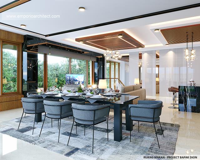 Desain Ruang Makan Rumah Modern 2 Lantai Bapak DDN di Kota Baru Parahyangan, Bandung