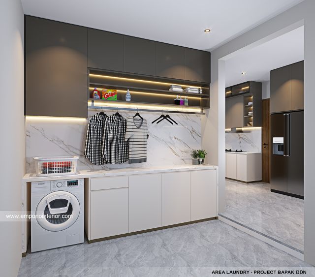 Desain Area Laundry Rumah Modern 2 Lantai Bapak DDN 1470 di Kota Baru Parahyangan, Bandung