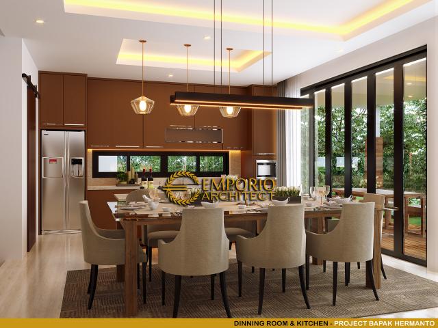 Desain Ruang Makan dan Dapur Rumah Modern 2 Lantai Bapak Hermanto di Bogor, Jawa Barat