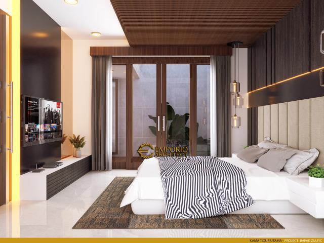 Desain Kamar Tidur Utama Rumah Modern 2 Lantai Bapak Zulfic di Palangka Raya, Kalimantan Tengah