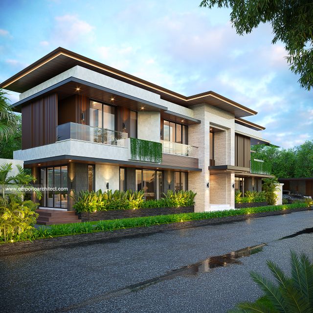 Desain Tampak Depan 4 Rumah Modern 2 Lantai Ibu A di Badung, Bali