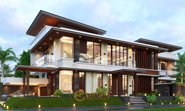 Desain Tampak Samping Rumah Modern 2 Lantai Bapak Pandita di Karawang, Jawa Barat