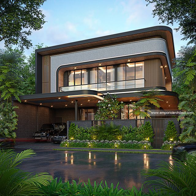 Desain Tampak Depan Rumah Modern 2 Lantai Bapak KRN di Gading Serpong, Tangerang