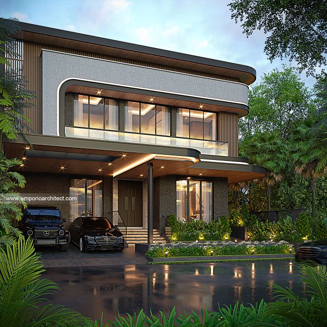 Desain Tampak Depan 3 Rumah Modern 2 Lantai Bapak KRN di Gading Serpong, Tangerang