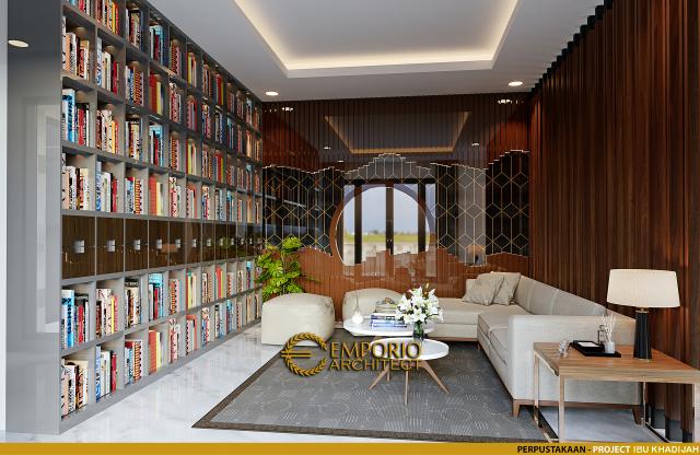 Desain Ruang Baca (Perpustakaan) Rumah Modern 2 Lantai Ibu Khadijah di Makassar, Sulawesi Selatan