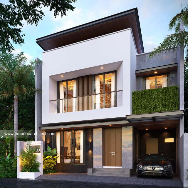 Desain Rumah Modern 2 Lantai Ibu FLA di Jakarta Barat - Tampak Depan