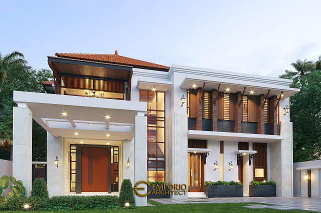 Desain Tampak Depan 2 Rumah Villa Bali Modern 2 Lantai Ibu Dini di Yogyakarta