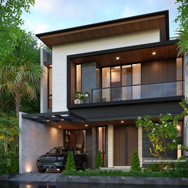 Desain Tampak Depan 2 Rumah Modern 2 Lantai Ibu LCA di Tangerang