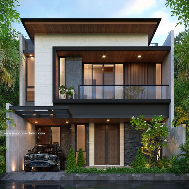 Desain Tampak Depan 3 Rumah Modern 2 Lantai Ibu LCA di Tangerang