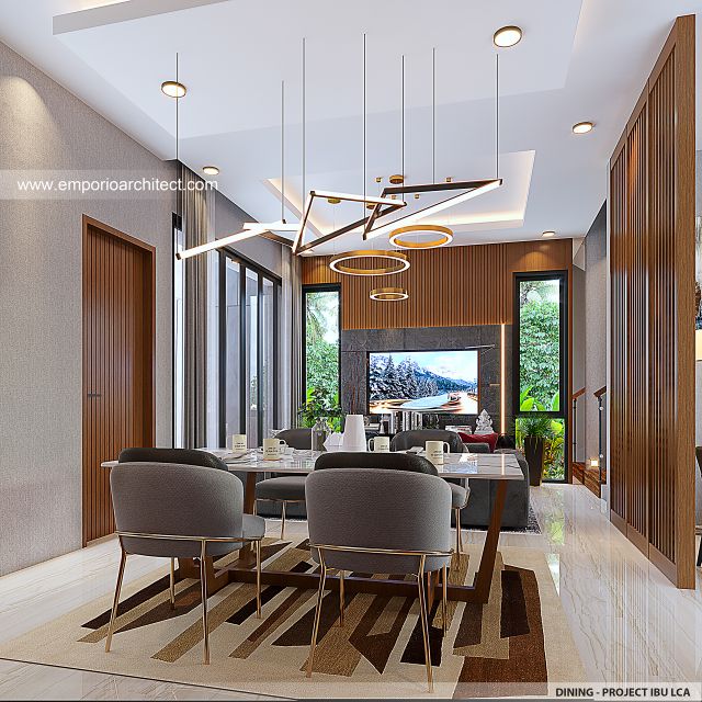 Desain Ruang Makan Rumah Modern 2 Lantai Ibu LCA di Tangerang