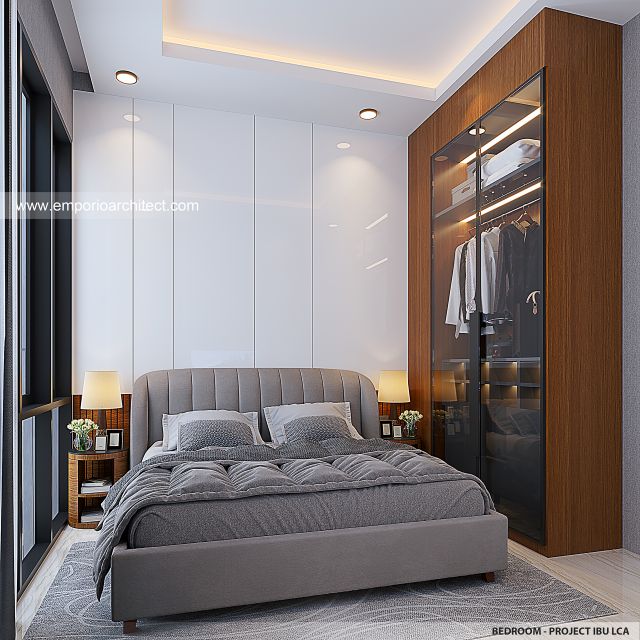 Desain Kamar Tidur Rumah Modern 2 Lantai Ibu LCA di Tangerang