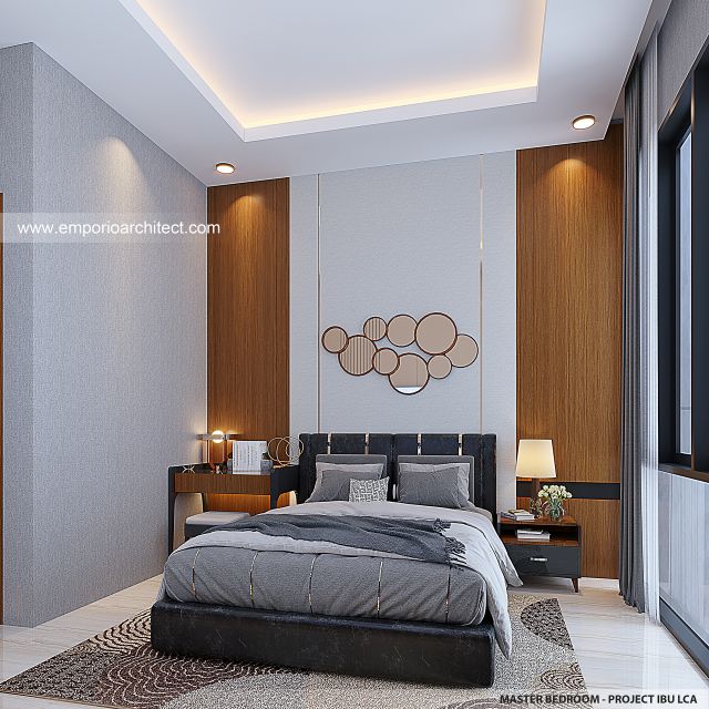 Desain Kamar Tidur Utama Rumah Modern 2 Lantai Ibu LCA di Tangerang