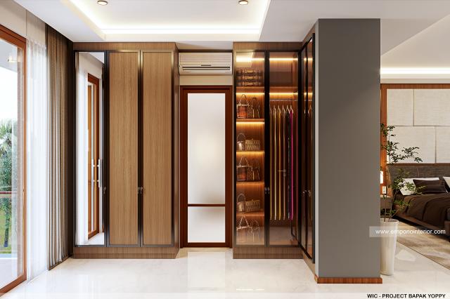 Desain Walk In Closet Rumah Modern 2 Lantai Ibu Yoice dan Bapak Yoppy di Cirebon