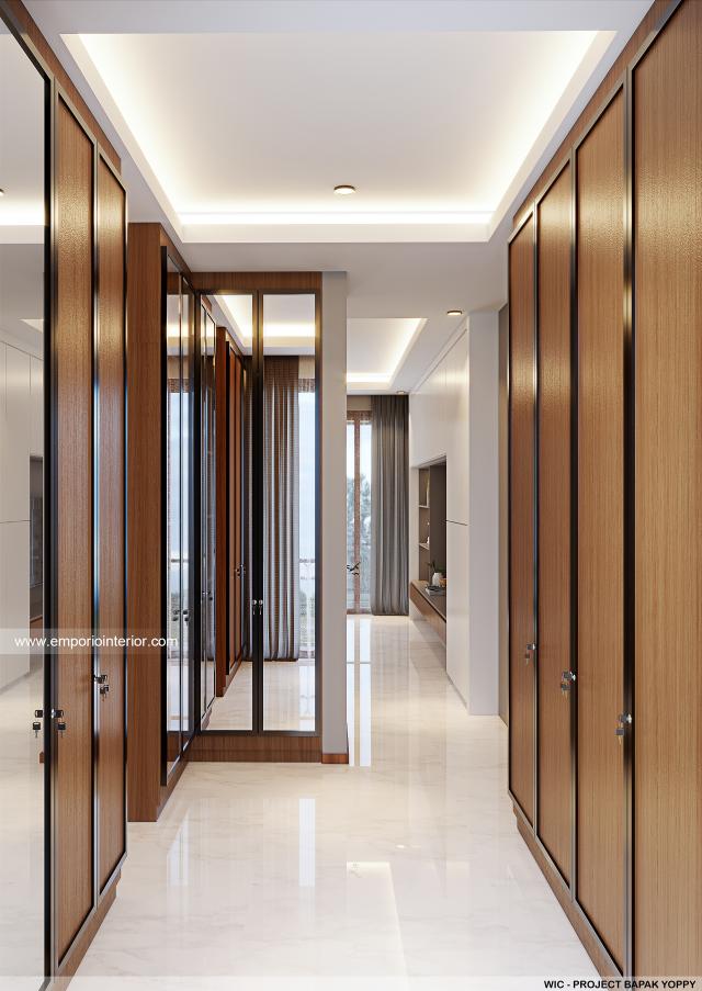 Desain Walk In Closet Rumah Modern 2 Lantai Ibu Yoice dan Bapak Yoppy di Cirebon