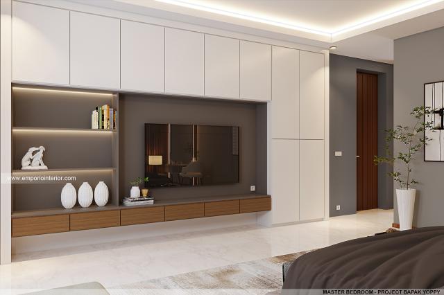 Desain Kamar Tidur Utama Rumah Modern 2 Lantai Ibu Yoice dan Bapak Yoppy di Cirebon