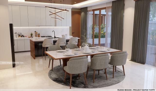 Desain Ruang Makan Rumah Modern 2 Lantai Ibu Yoice dan Bapak Yoppy di Cirebon