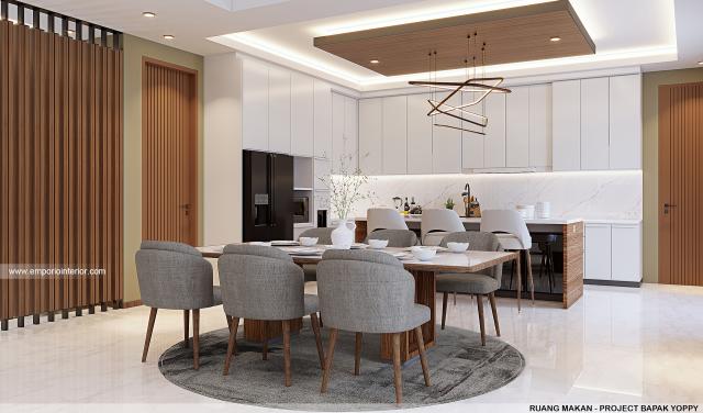 Desain Ruang Makan Rumah Modern 2 Lantai Ibu Yoice dan Bapak Yoppy di Cirebon