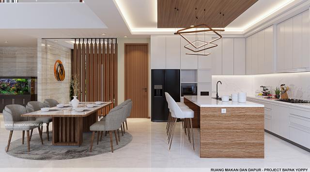 Desain Ruang Makan dan Dapur Rumah Modern 2 Lantai Ibu Yoice dan Bapak Yoppy di Cirebon