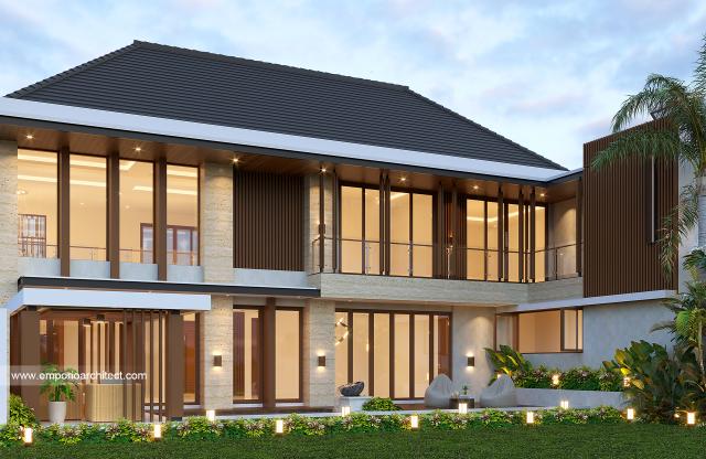 Desain Tampak Belakang Rumah Modern 2 Lantai Ibu Yoice dan Bapak Yoppy di Cirebon