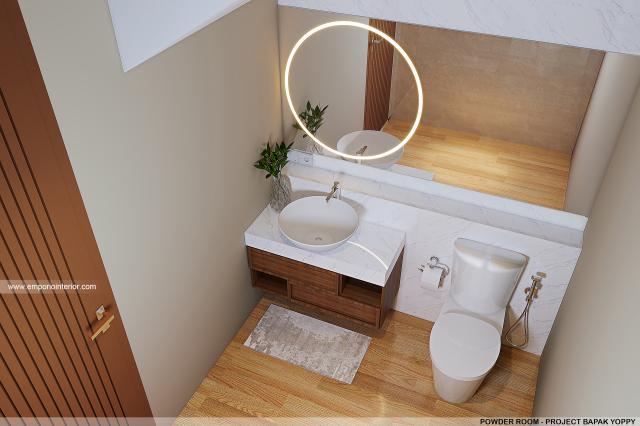 Desain Powder Room Rumah Modern 2 Lantai Ibu Yoice dan Bapak Yoppy di Cirebon