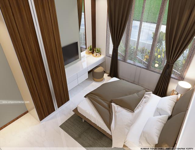 Desain Kamar Tidur Tamu Rumah Modern 2 Lantai Ibu Yoice dan Bapak Yoppy di Cirebon