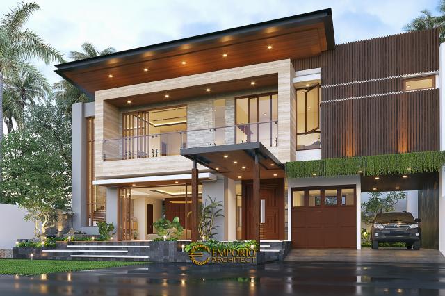 Desain Tampak Depan 2 Rumah Modern 2 Lantai Ibu Namira di Jakarta Timur