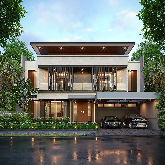 Desain Tampak Depan Rumah Modern 2 Lantai Bapak HND di Surabaya