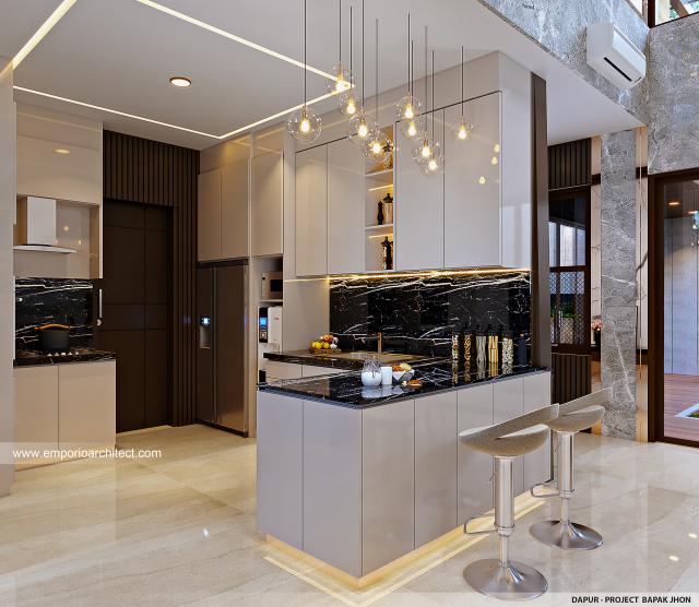 Desain Dapur Rumah Modern 2 Lantai Bapak JHN di Surabaya