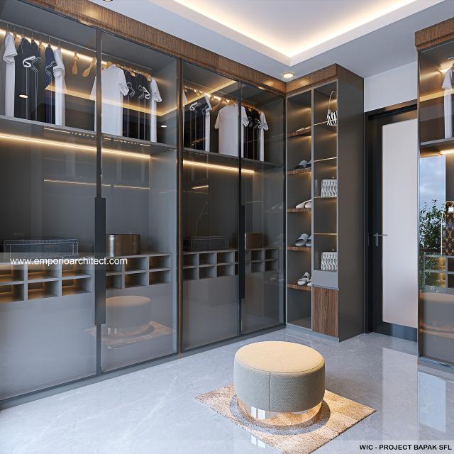 Desain Walk In Closet Rumah Modern 2 Lantai Bapak SFL di Aceh