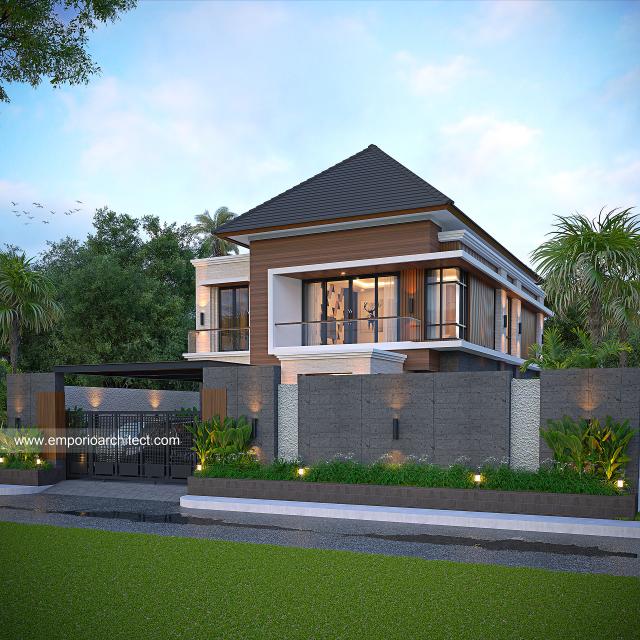 Desain Tampak Depan Dengan Pagar Rumah Modern 2 Lantai Bapak SFL di Aceh