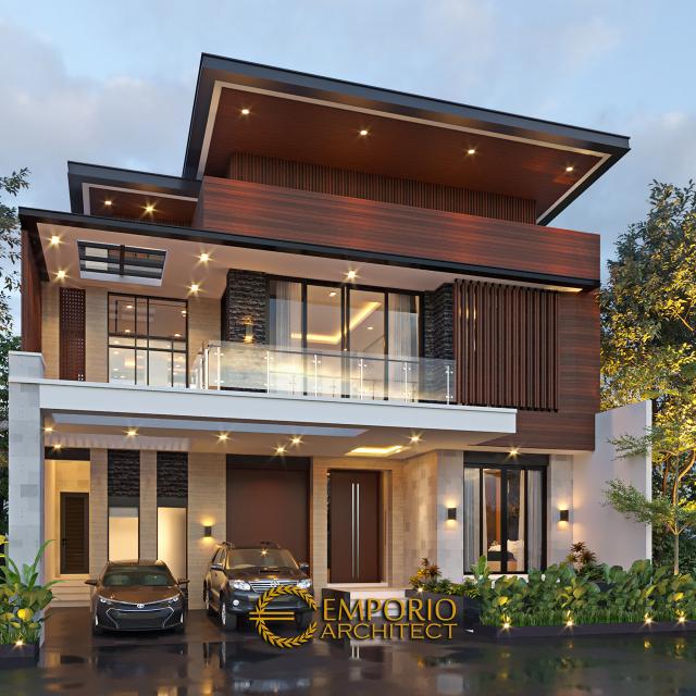 Desain Rumah Modern 2 Lantai Bapak Albert di Bandung, Jawa Barat - Tampak Depan